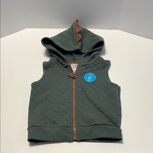 Carter's Green and Brown Hooded Vest with Zipper